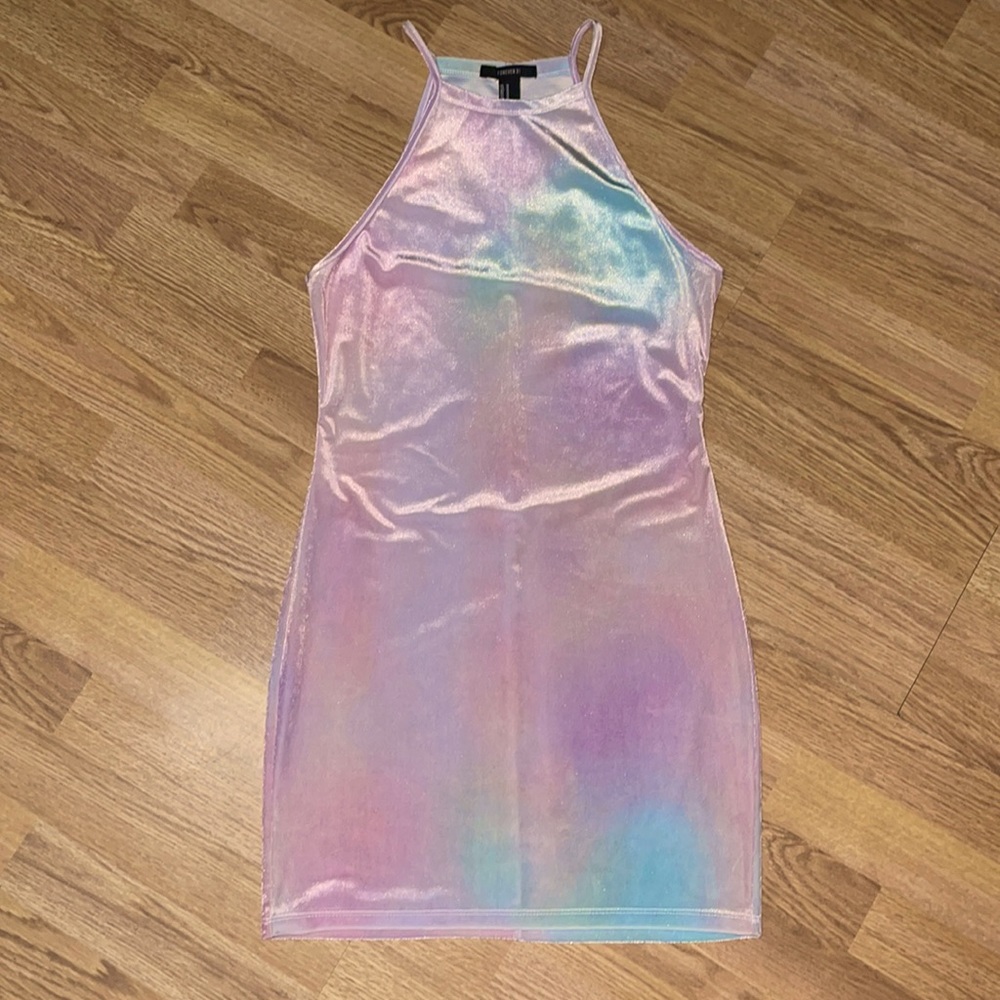 Forever21 Velvet holographic Pastel Colored Halter Dress